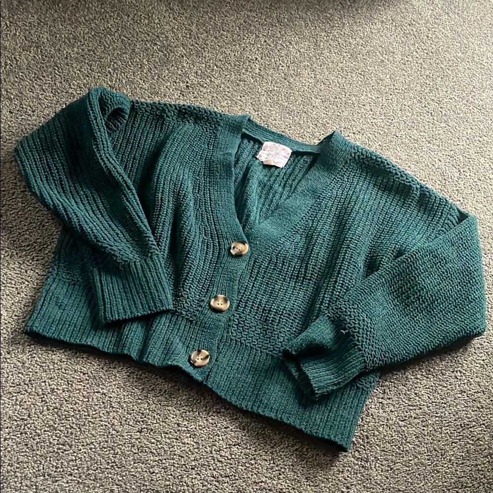 Woman’s XS Chenille Green v Cardigan Sweater